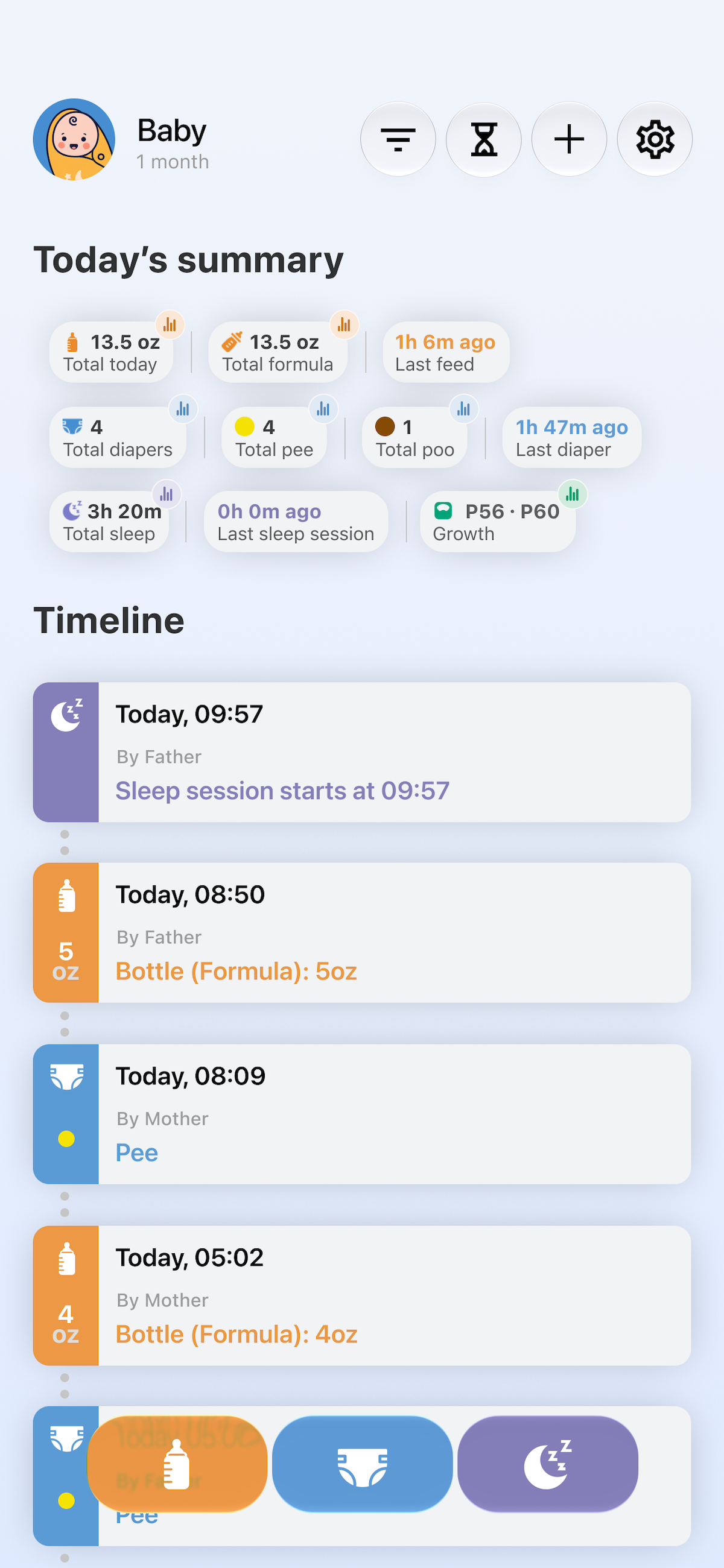 Real Baby Tracking sign-in screen